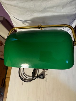 Lampada banchiere stile liberty verde/oro