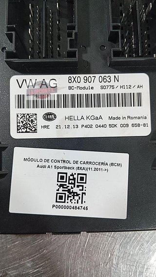MÓDULO DE CONTROL DE CARROCERÍA (BCM) Audi A1 Sportback (8XA)(11.2011->)