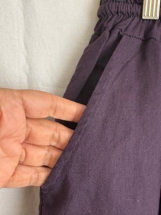 Pantalones Morados Lino Algodón