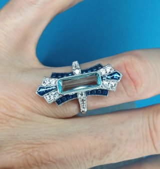 Anillo Estilo Art Deco Acero Inox y Zamak