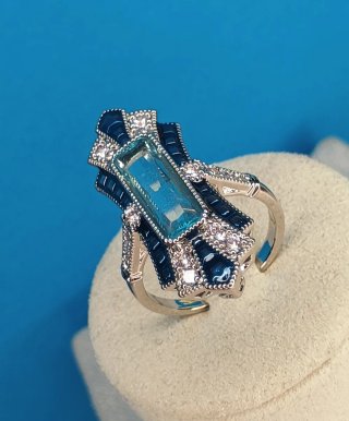 Anillo Estilo Art Deco Acero Inox y Zamak