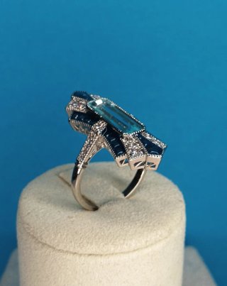 Anillo Estilo Art Deco Acero Inox y Zamak