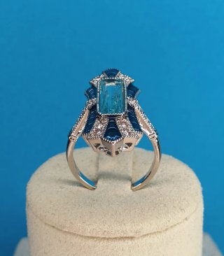 Anillo Estilo Art Deco Acero Inox y Zamak