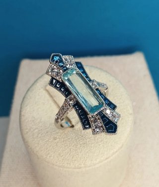 Anillo Estilo Art Deco Acero Inox y Zamak