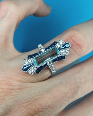 Anillo Estilo Art Deco Acero Inox y Zamak