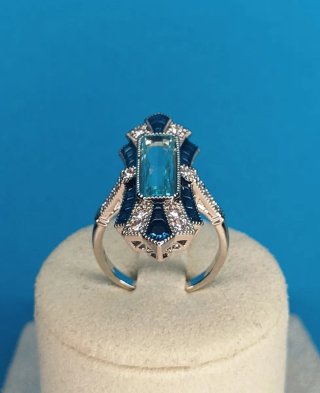 Anillo Estilo Art Deco Acero Inox y Zamak