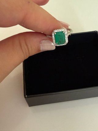 Anillo Plata 925 Talla 7 Esmeralda