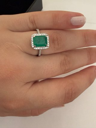 Anillo Plata 925 Talla 7 Esmeralda