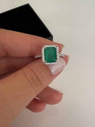 Anillo Plata 925 Talla 7 Esmeralda