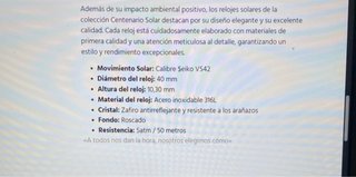 Reloj Acero Centenario Solar