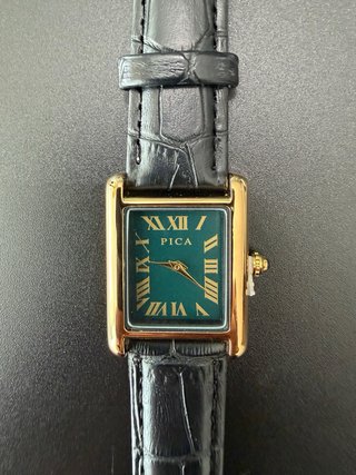 Orologio Pica Vintage Rettangolare Oro Verde