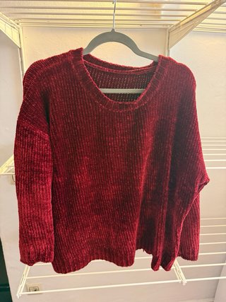 Jersey chenilla granate XL mujer