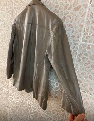 Giacca blazer in vera pelle morbida vintage beige