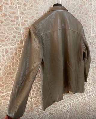 Giacca blazer in vera pelle morbida vintage beige