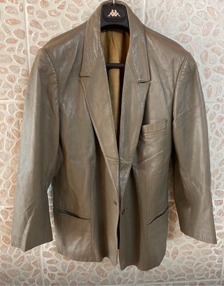 Giacca blazer in vera pelle morbida vintage beige
