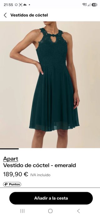 Vestido Apart verde con encaje sin estrenar