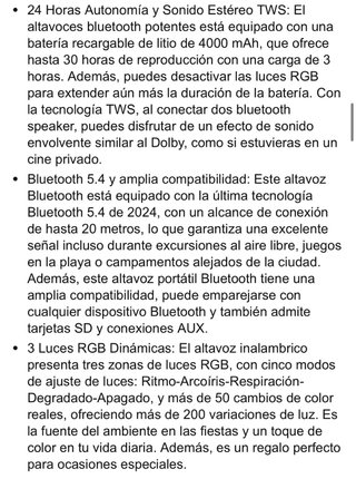 Altavoz Bluetooth Negro con Luces LED