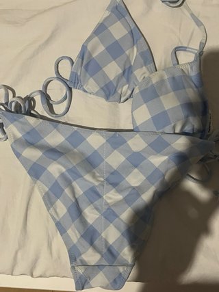 Bikini cuadros azul y blanco Talla S