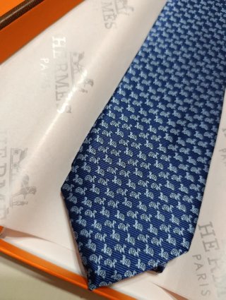Corbata Hermès Azul Tortugas