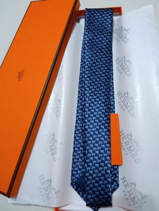 Corbata Hermès Azul Tortugas