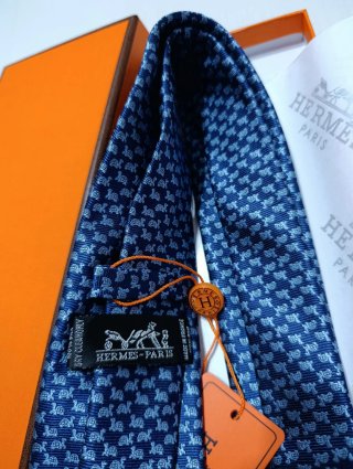 Corbata Hermès Azul Tortugas