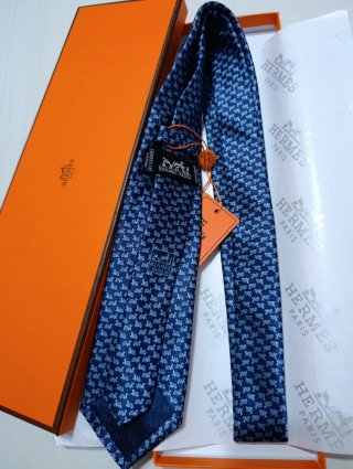 Corbata Hermès Azul Tortugas