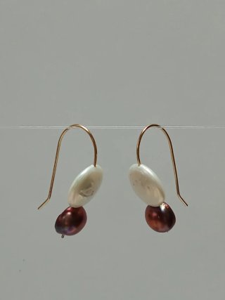 Pendientes Perlas Barroca Planas Chocolate Blancas