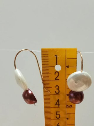 Pendientes Perlas Barroca Planas Chocolate Blancas