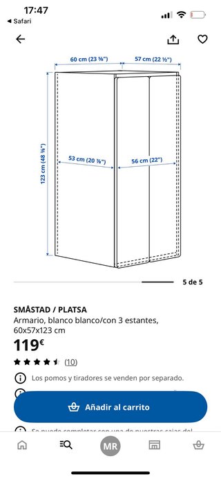Armario Infantil Ikea SMASTAD/PLATSA Blanco