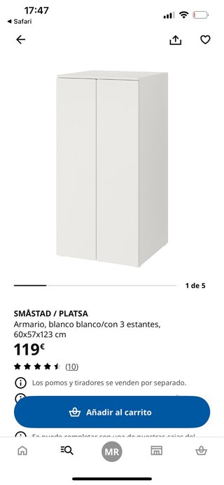 Armario Infantil Ikea SMASTAD/PLATSA Blanco