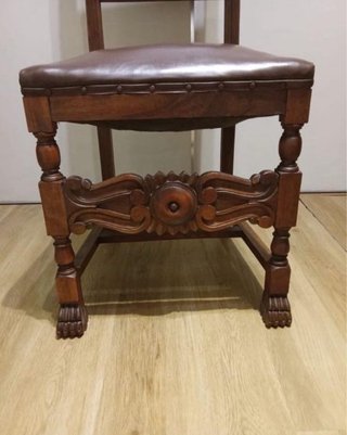 Set 4 sedie antiche in legno e pelle