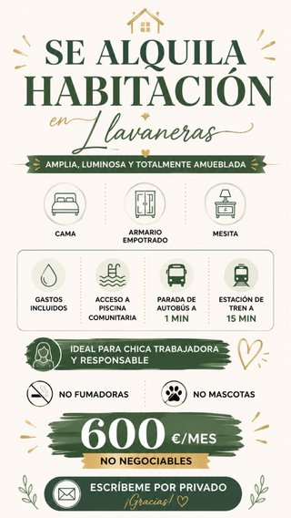 HABITACIÓN EN LLAVANERAS