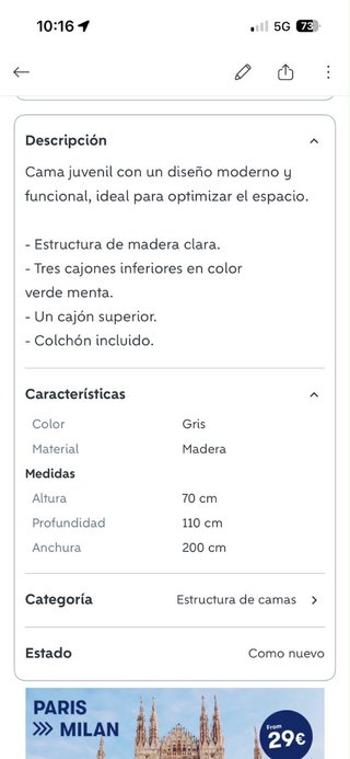 Cama nido de madera