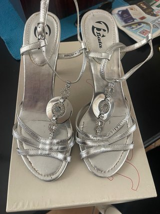 Set 2 paia scarpe Bata donna argentate 36 marroni