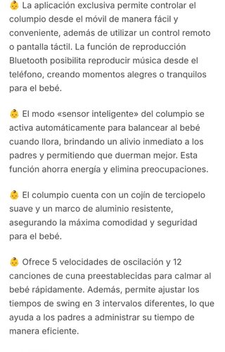 Hamaca Columpio eléctrica con app para bebe