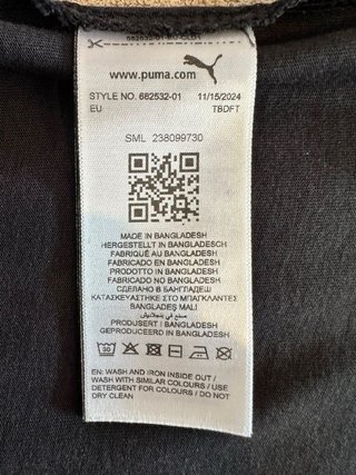 Camiseta Puma Original Negra con Logo Talla L
