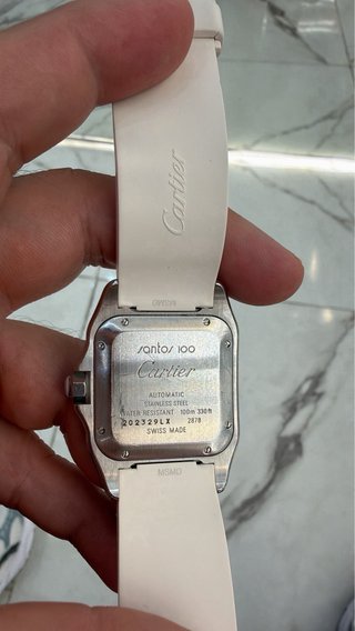 Cartier Santos 100 Ref:2878 Goma Blanca