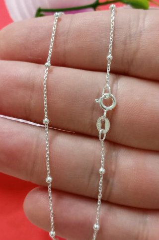 Cadena Estilo Rolo Y Bolitas 40cm Plata De Ley 925