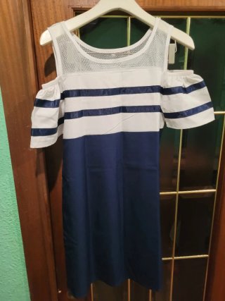 Vestido Mujer Playa Rayas Marino Talla S
