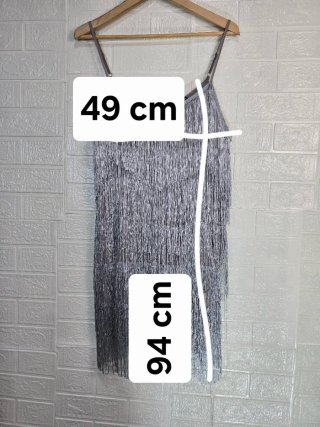 Vestido plateado con flecos