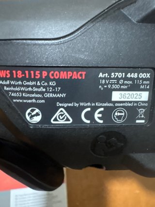 Smerigliatrice Wurth AWS 115/125 Compact