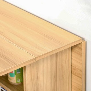 Tavolo Pieghevole con Ruote, Tavolo da Pranzo Design, Salvaspazio, Design Moderno, Ruote, Ripiani di Stoccaggio, 140 × 80 × 74 cm, Legno