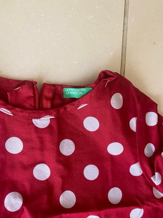 Vestito Benetton rosso pois 2 anni 90cm
