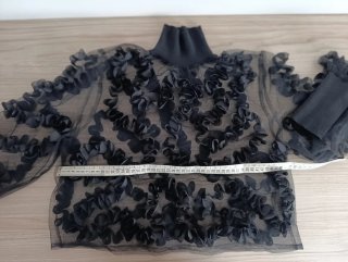 Blusa negra transparente con volantes