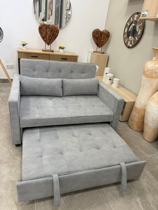 Sofá Cama 2 Plazas Gris  terciopelo 132cm