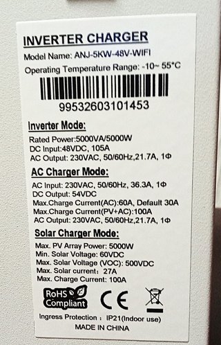 Inversor Solar Híbrido Anenji 5 kW 48V