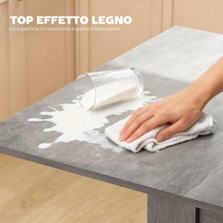 Tavolo da Pranzo Estensibile per 4-6 Persone, Design Pieghevole, Tavolo Rettangolare Estensibile da 70-140Cm, Salvaspazio con Piedini Antiscivolo, per Sala da Pranzo e Soggiorno, Effetto Legno Grigio