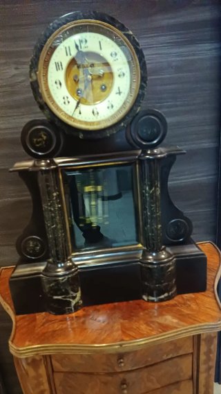 Reloj Notario Napoleón III Mármol y Bronce