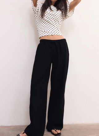 Pantalón lino negro