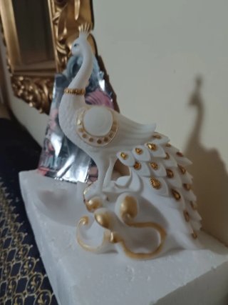 Pavo Real Blanco Decorativo 25cm alto 25cm largo